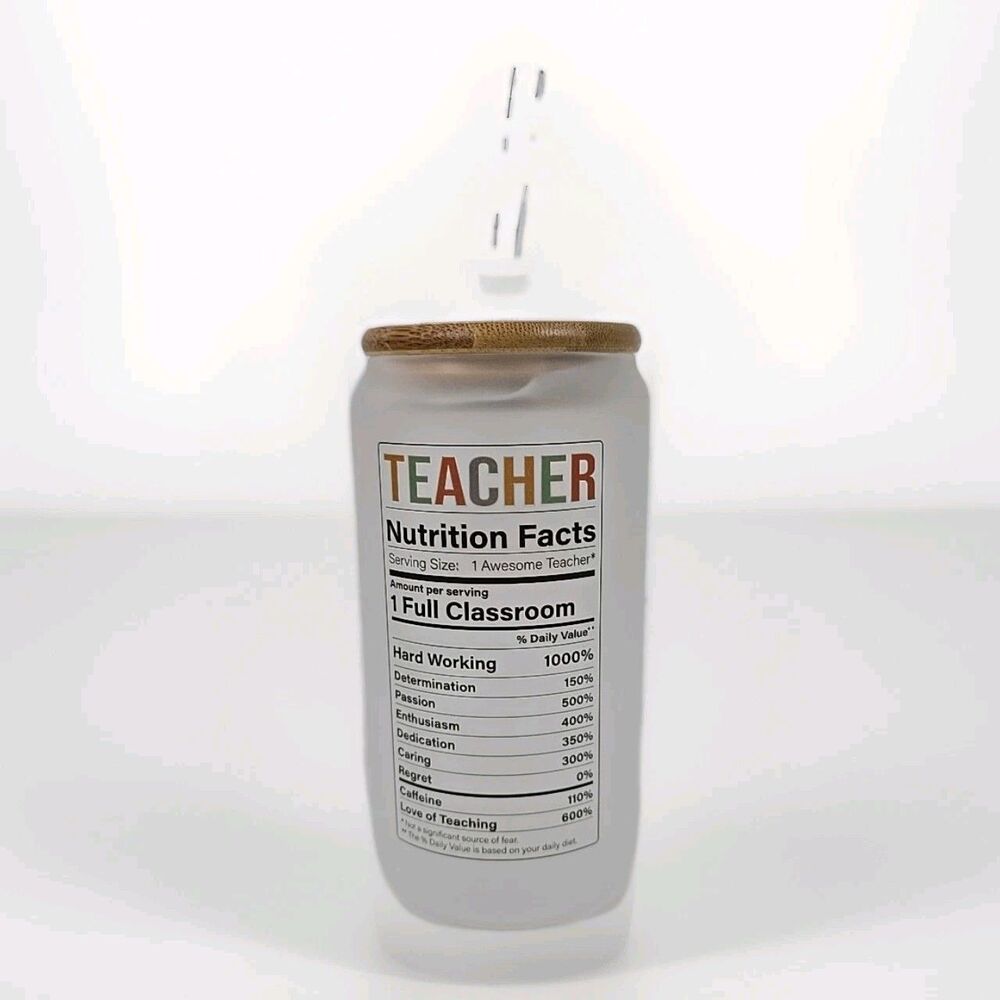 New Teacher Appreciation Frosted Glass Cup Insulated Tumbler 16 Oz Glass - Picture 4 of 5
